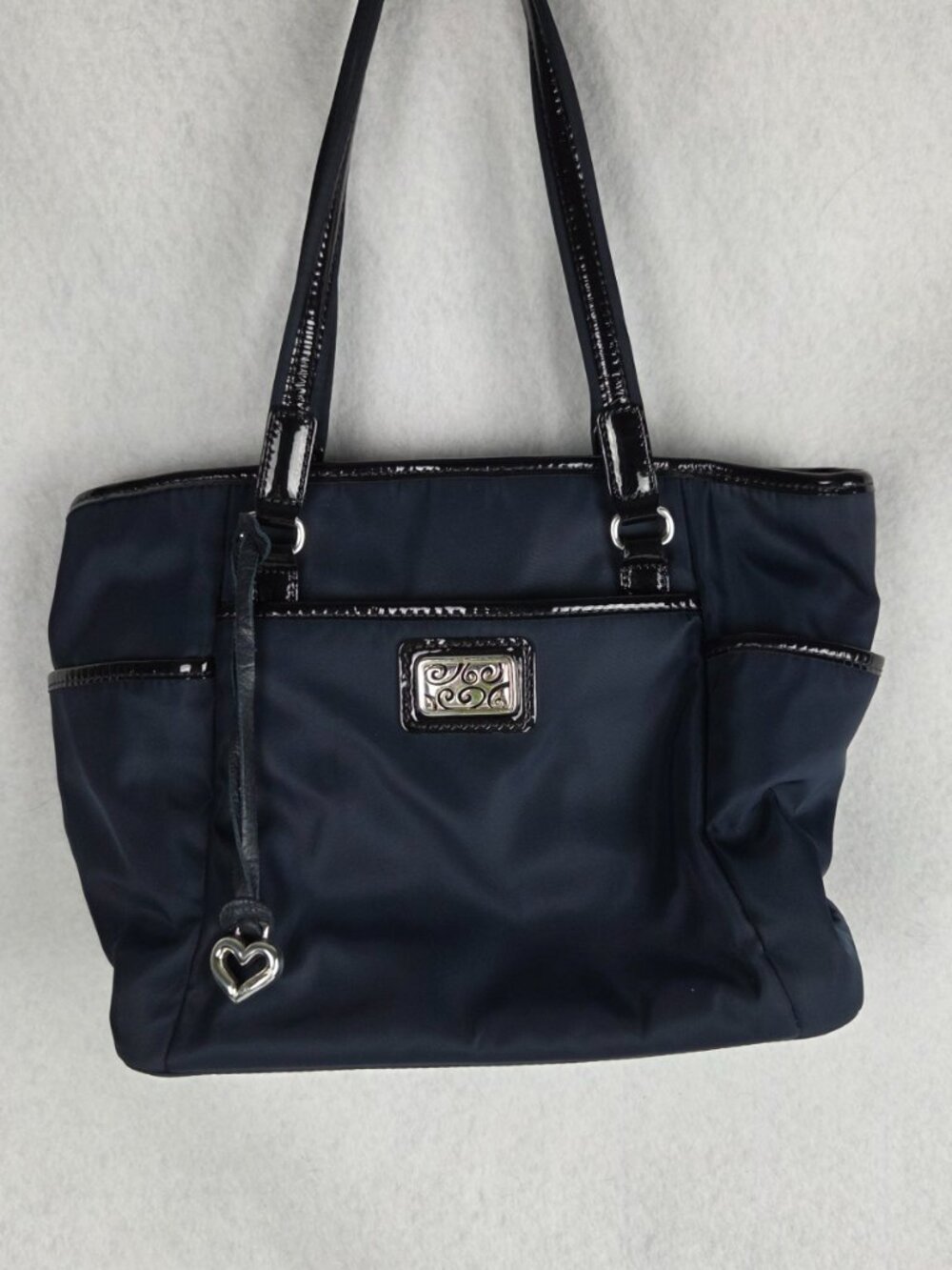 Brighton Stevie Ink Navy Microfiber & Patent Leather Organizer Laptop Tote Purse